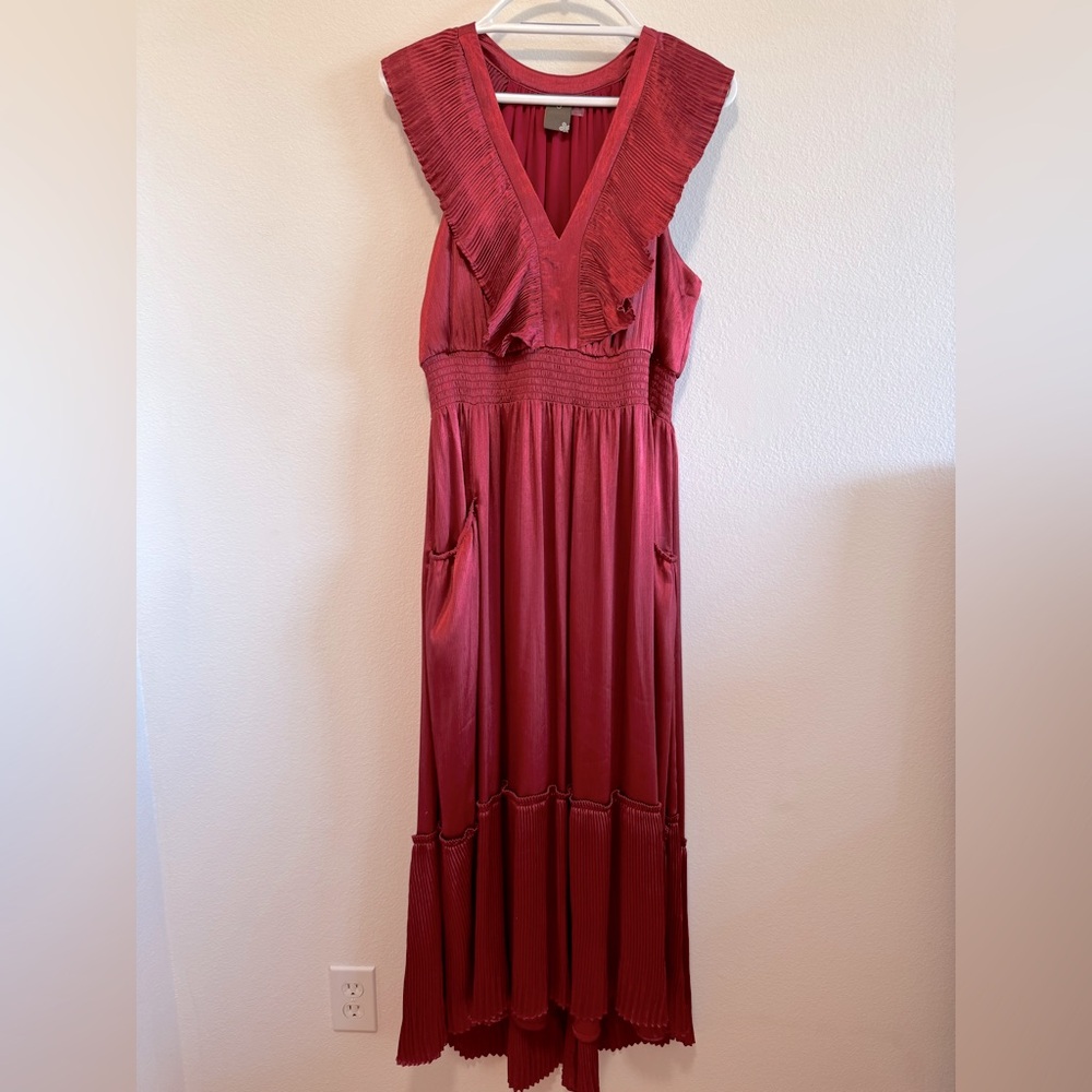 Gorgeous Taylor Ruby Hi/Lo V-Neck Sleeveless Maxi Dress, with pockets, sz 16